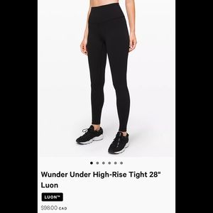 Black size 6 Wunder Under High-Rise Tight 28"